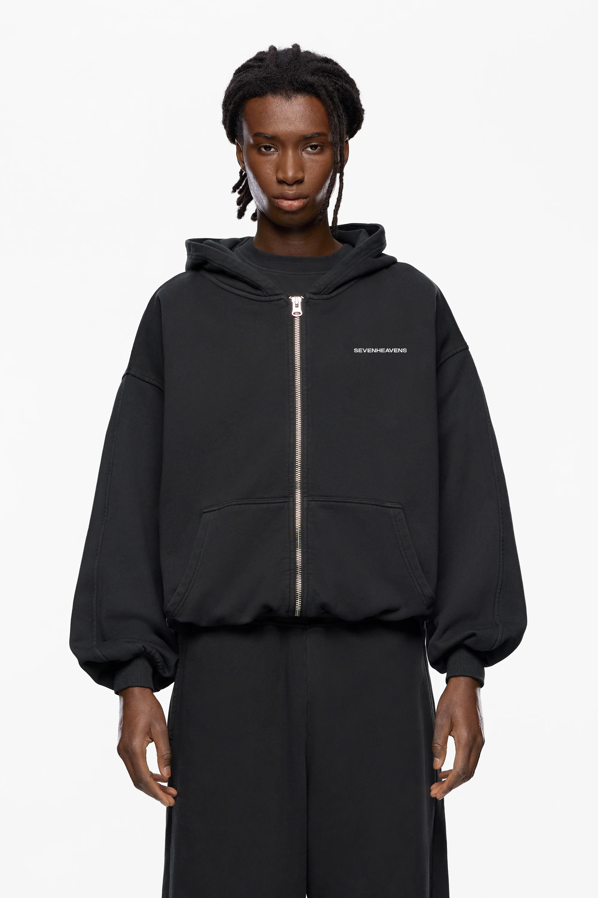 Washed Logo Zip Hoodie