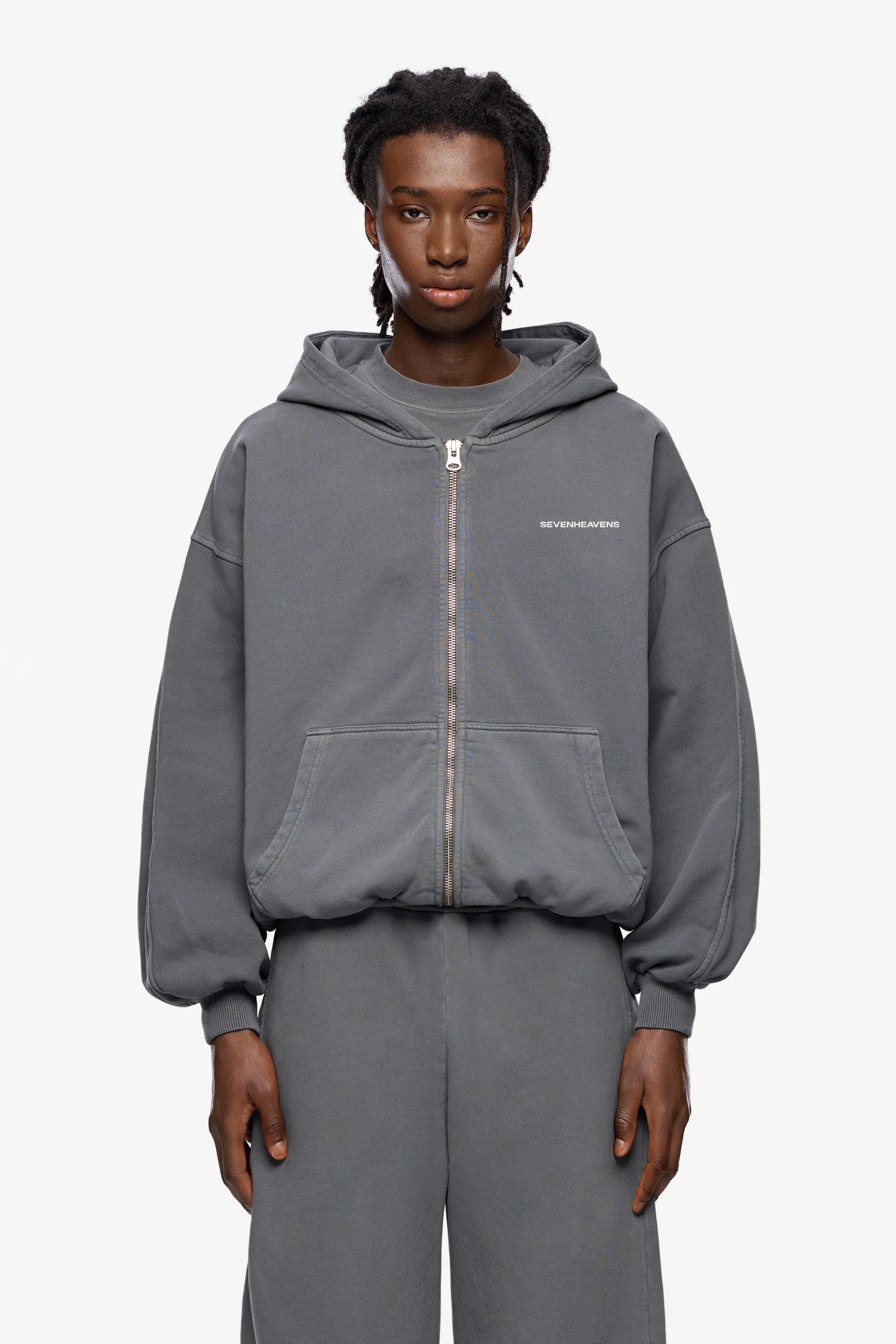 Washed Logo Zip Hoodie